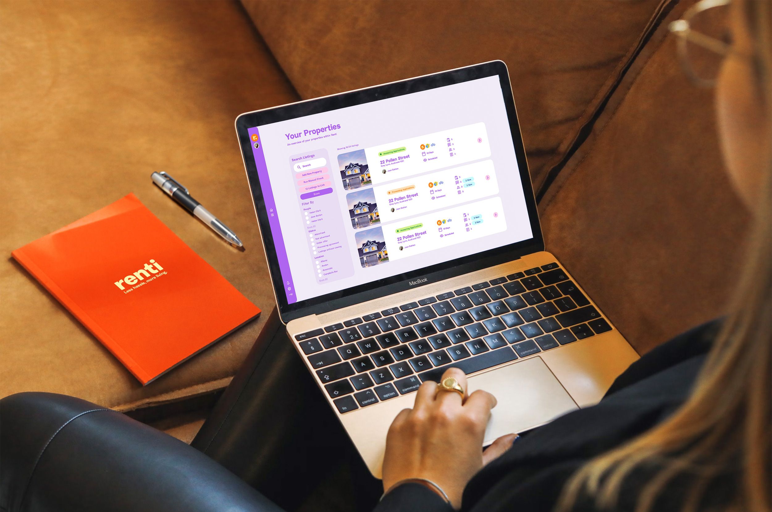 Laptop mockup of the Renti website