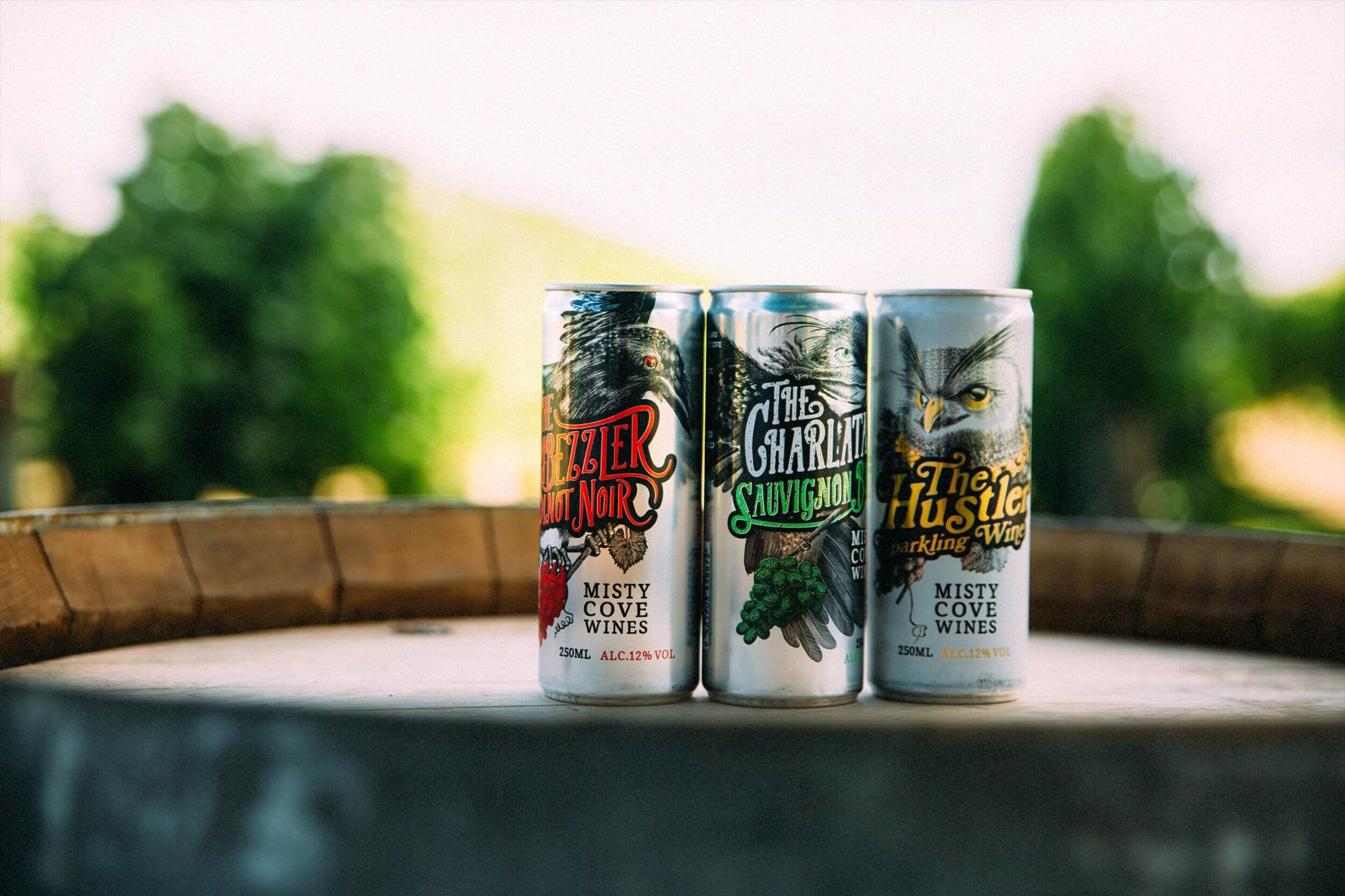 Cans on a wooden table