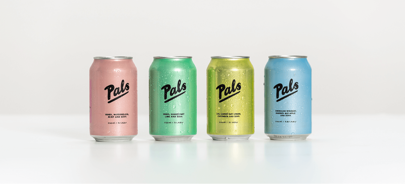 A lineup of Pals drinks
